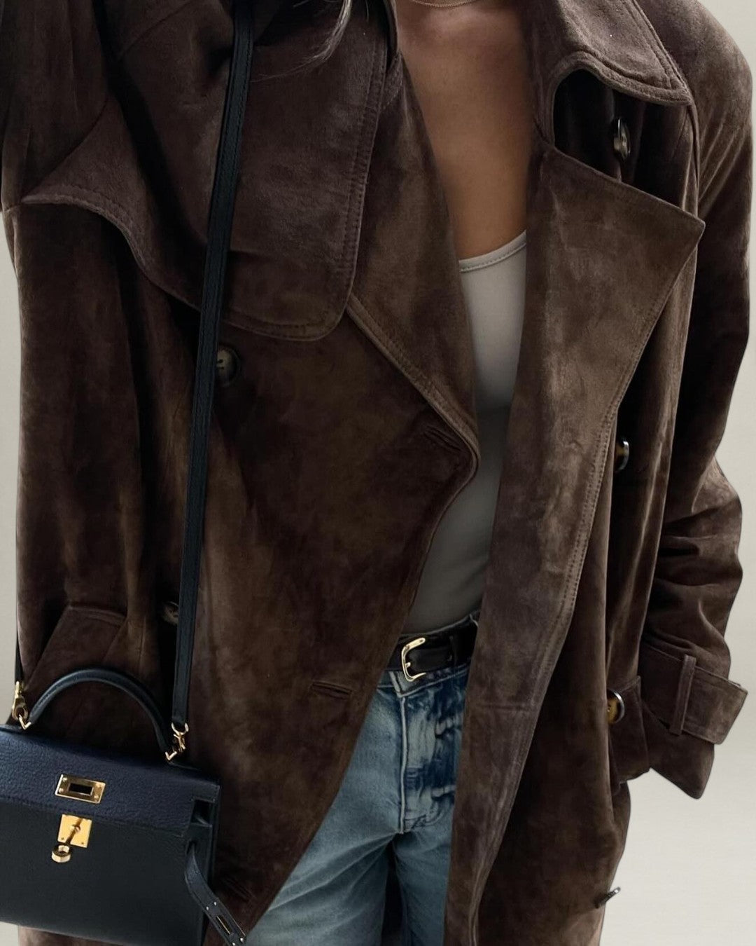 Marrievelle | Suede Trench Coat