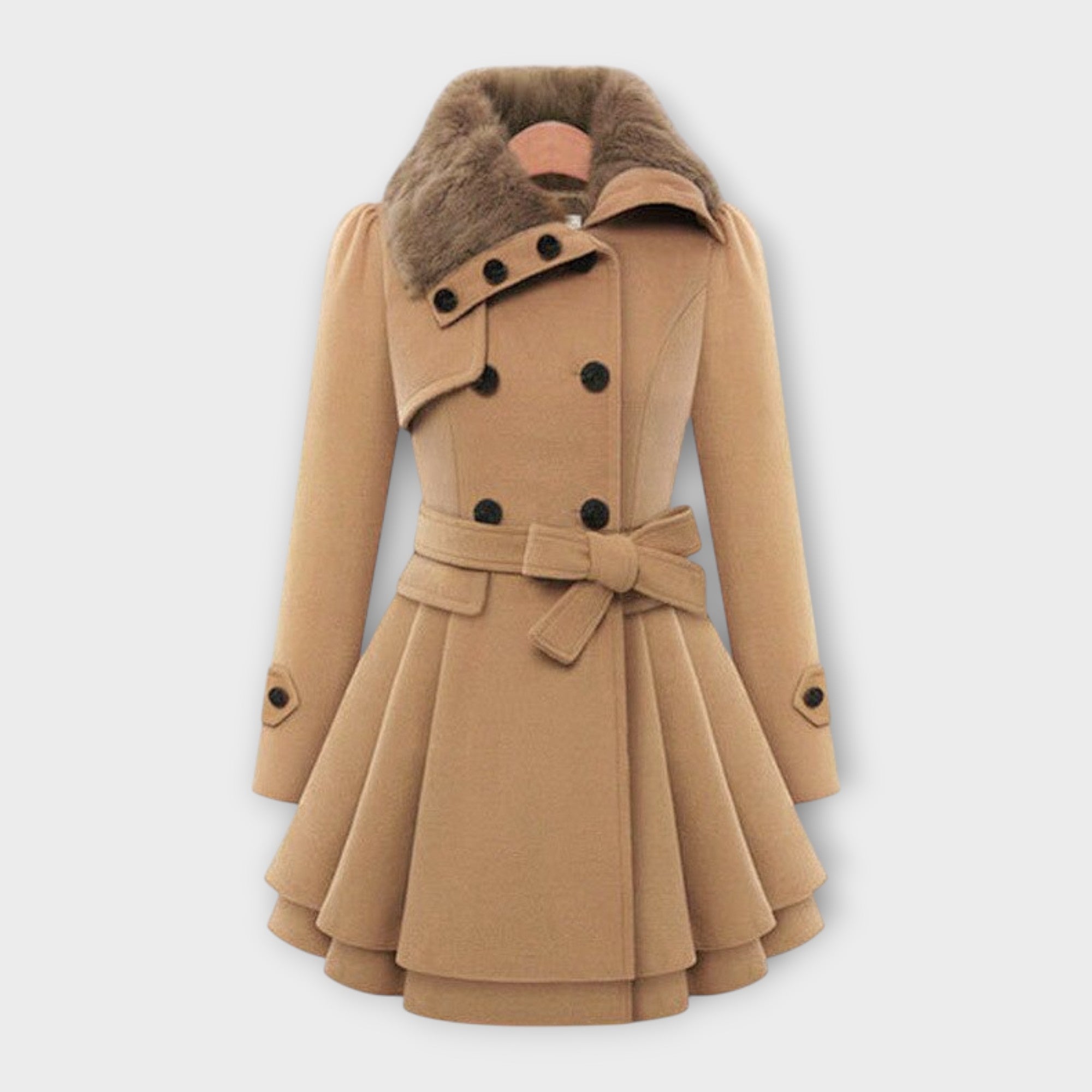 Emma - Chic Coat Featuring a Faux Fur Collar