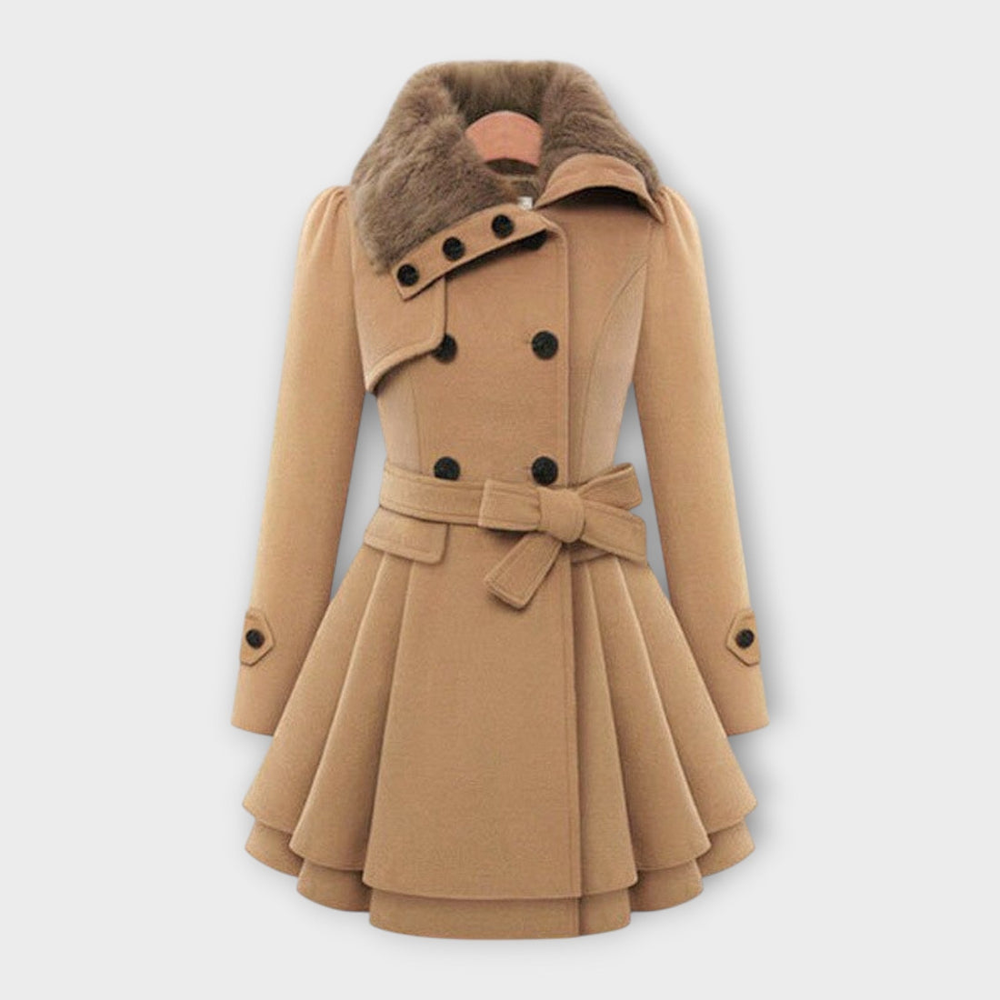 Emma - Chic Coat Featuring a Faux Fur Collar