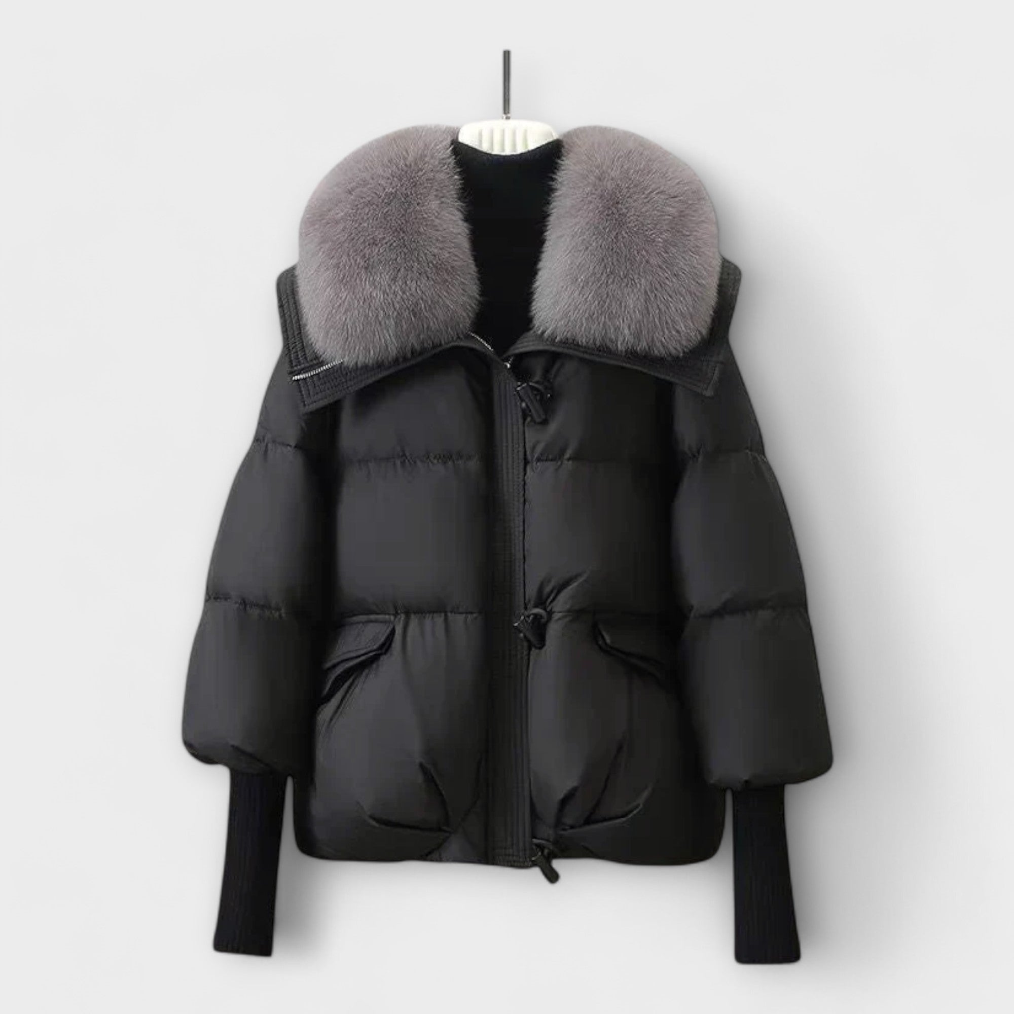 Lucyna - Chic Fur-Trimmed Elegant Coat