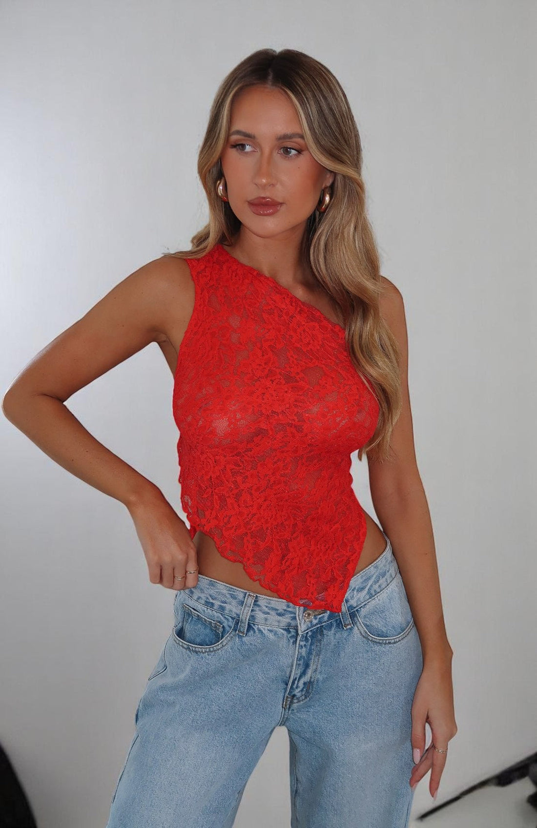 Marrievelle | One Shoulder Lace Top