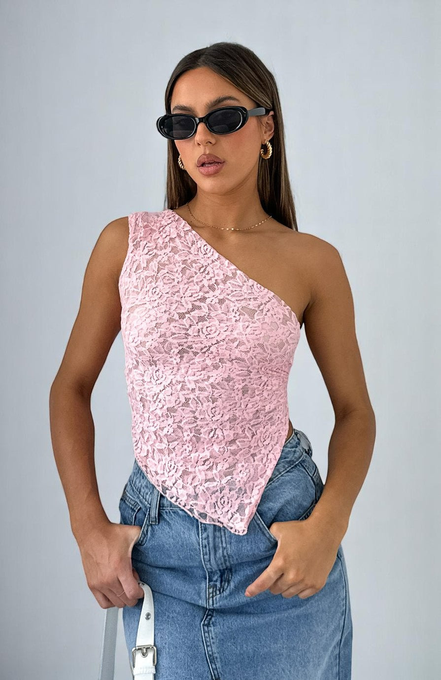 Marrievelle | One Shoulder Lace Top