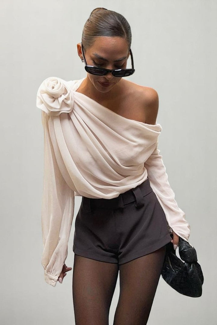Marrievelle | Flower One Shoulder Top